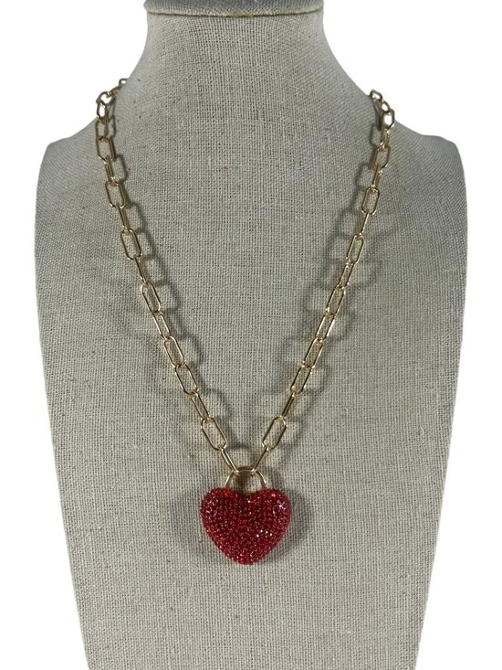 torrid Jewelry - Torrid Red Crystal Pave Heart Link Chain Necklace Valentines Love Sparkle